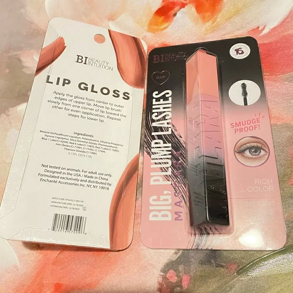 🛍️2 Beauty Intuition Rosy Nude Lip Gloss 💄 & Big Plump Lashes Mascara 💥